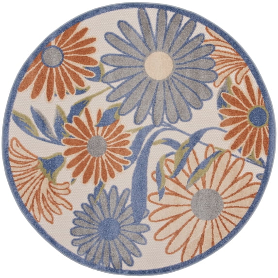 Nourison Aloha 5'3" x Round Beige Multicolor Contemporary Rug