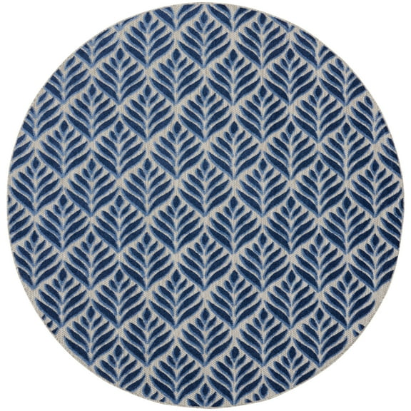 Nourison Aloha 5' x Round Blue Fabric Area Rug