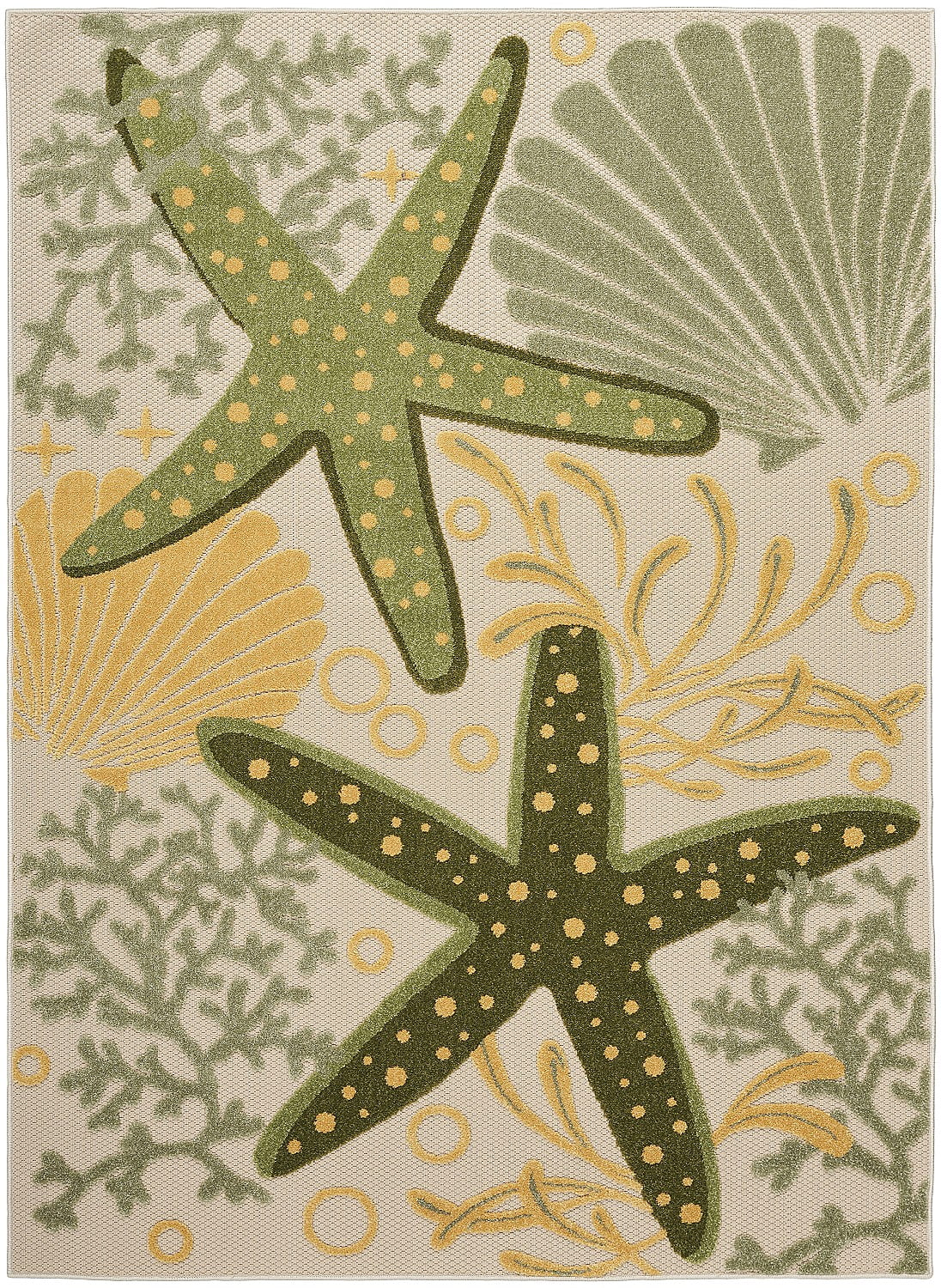 Nourison Aloha Nature Indoor/Outdoor Green Yellow 6' x 9' Area Rug (6x9)