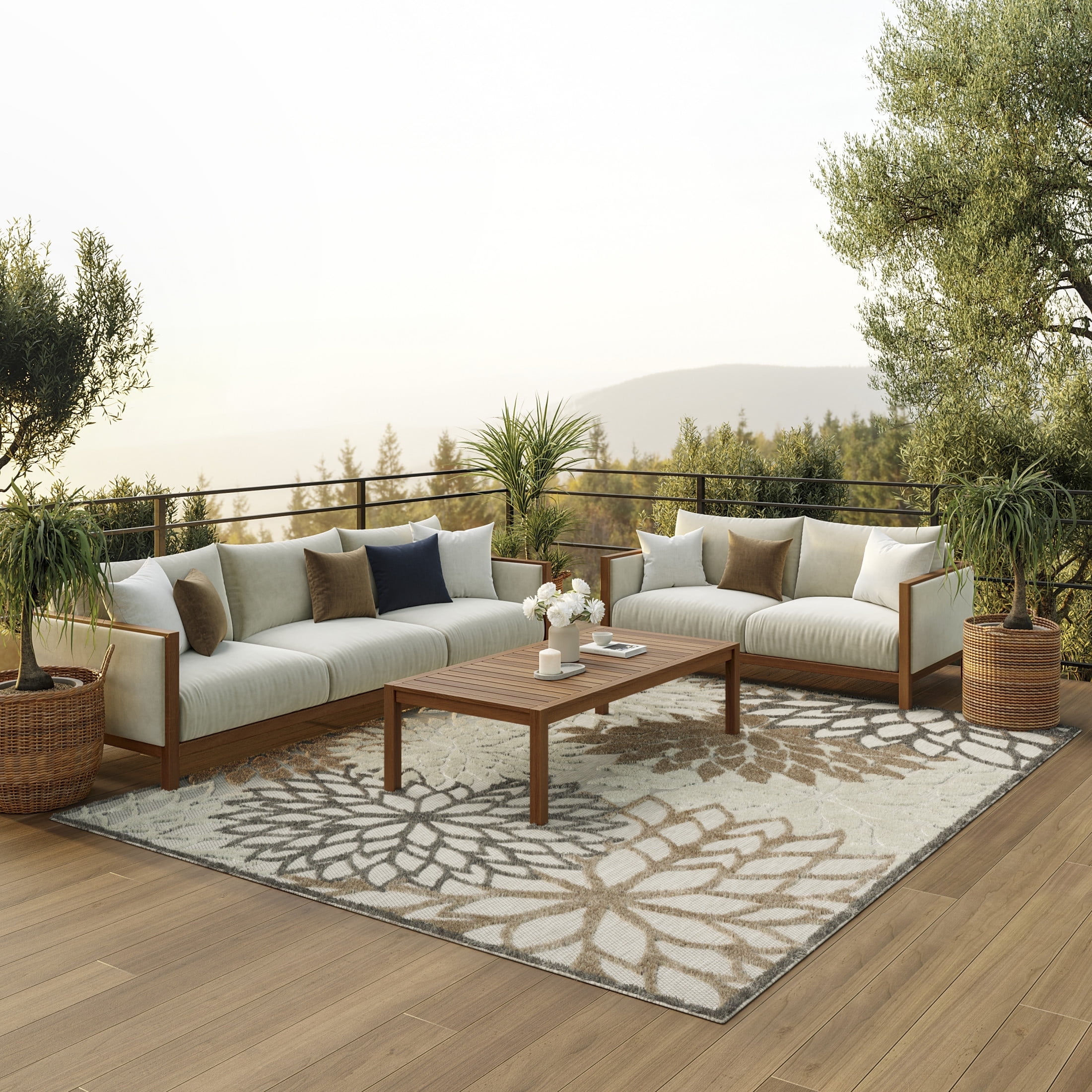 Nourison Aloha Indoor/Outdoor Natural 6' x 9' Area Rug, (6x9