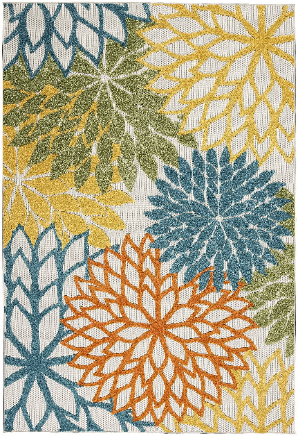 Tropical Bliss Turquoise & Multicolor Floral 6'x9' Synthetic Rug