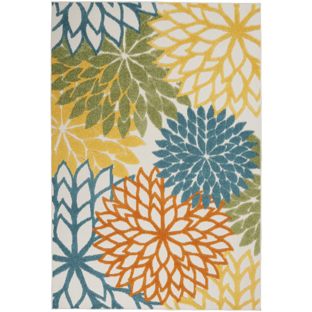 Tropical Bliss Turquoise & Multicolor Floral 6'x9' Synthetic Rug