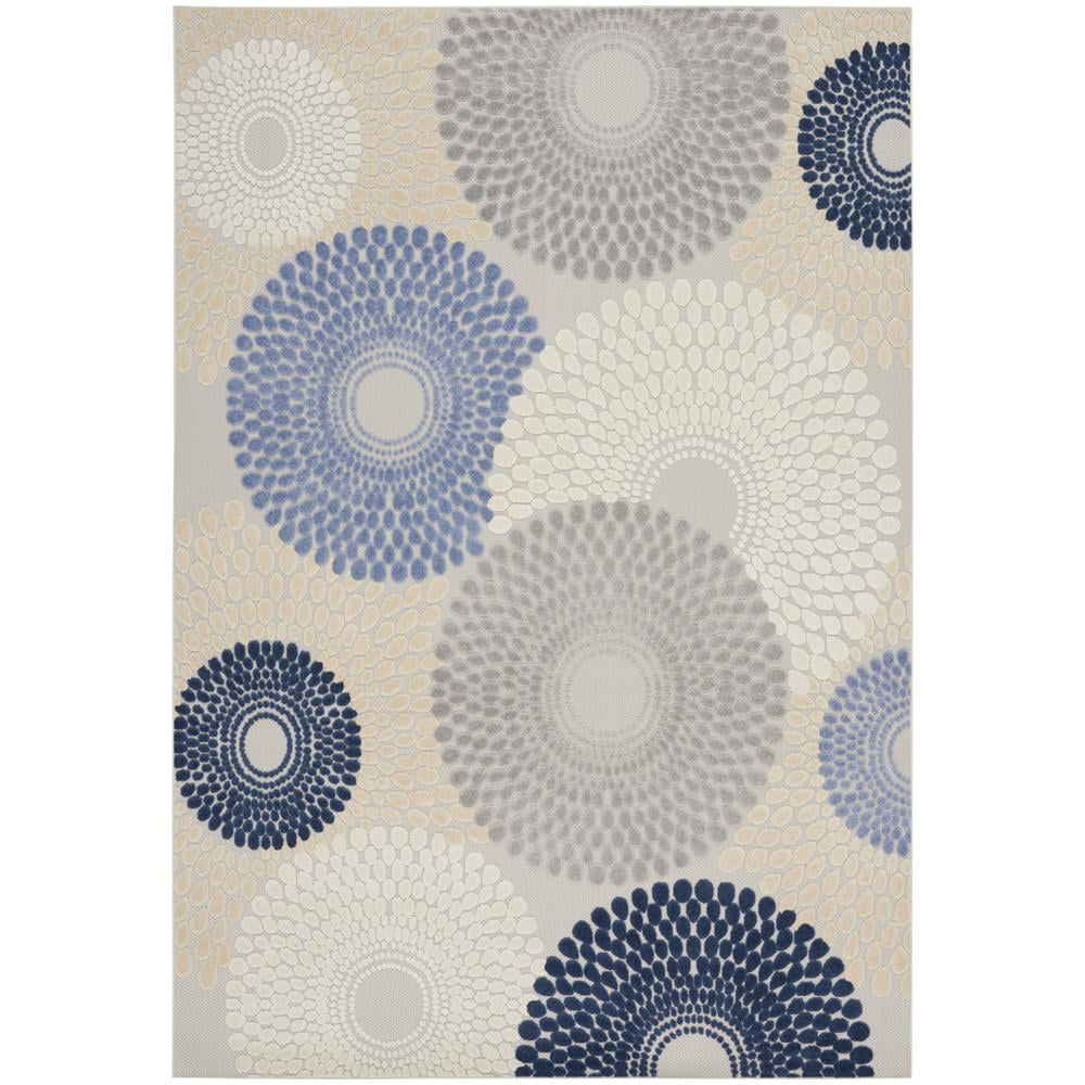 Aloha Geometric Blue/Grey Easy-Care Synthetic Area Rug 7'10" x 10'6"