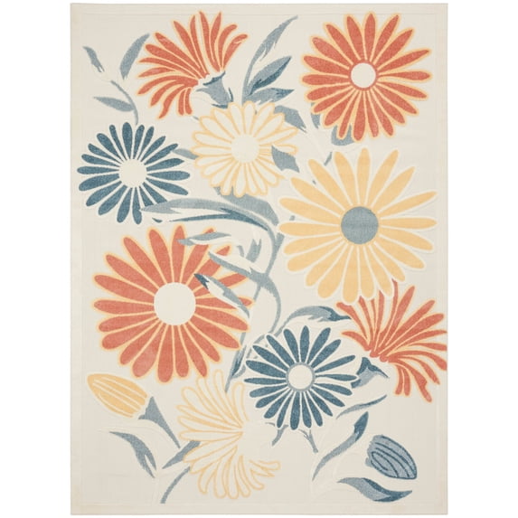 Nourison Aloha 7'10" x 10'6" Ivory Rose Outdoor Rug