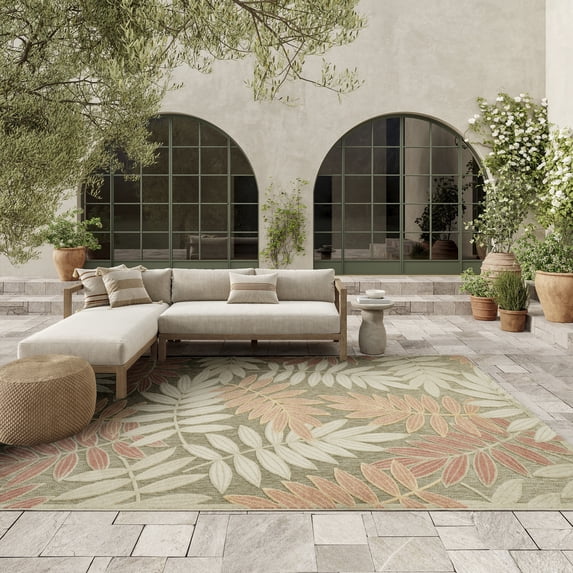 Nourison Aloha 7'10" x 10'6" Sage Rose Modern Rug
