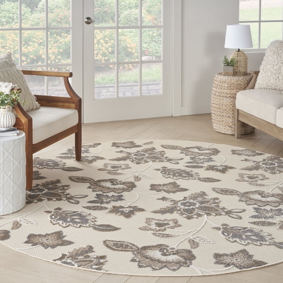 Nourison Aloha Indoor/Outdoor Beige 7’10” x Round Area Rug (8 Round)