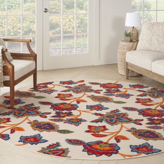 Nourison Aloha Indoor/Outdoor Multicolor 7’10” x Round Area Rug (8 Round)