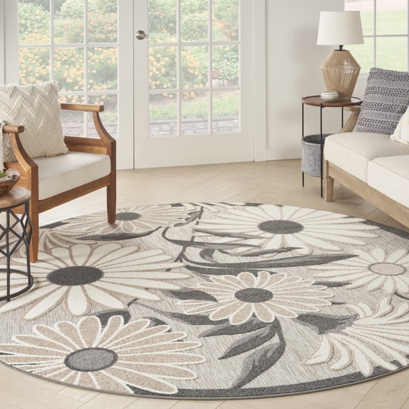 Nourison Aloha Indoor/Outdoor Beige 7’10” x Round Area Rug (8 Round)