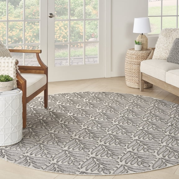 Nourison Aloha Indoor/Outdoor Charcoal 7’10” x Round Area Rug (8 Round)