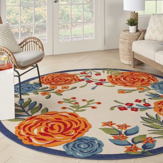 Nourison Aloha Indoor/Outdoor Multicolor 7’10” x Round Area Rug (8 Round)