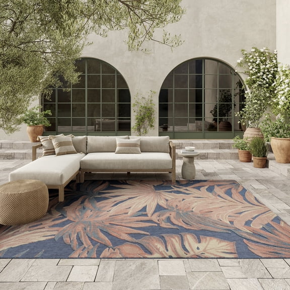 Nourison Aloha 9' x 12' Blue Rose Modern Rug