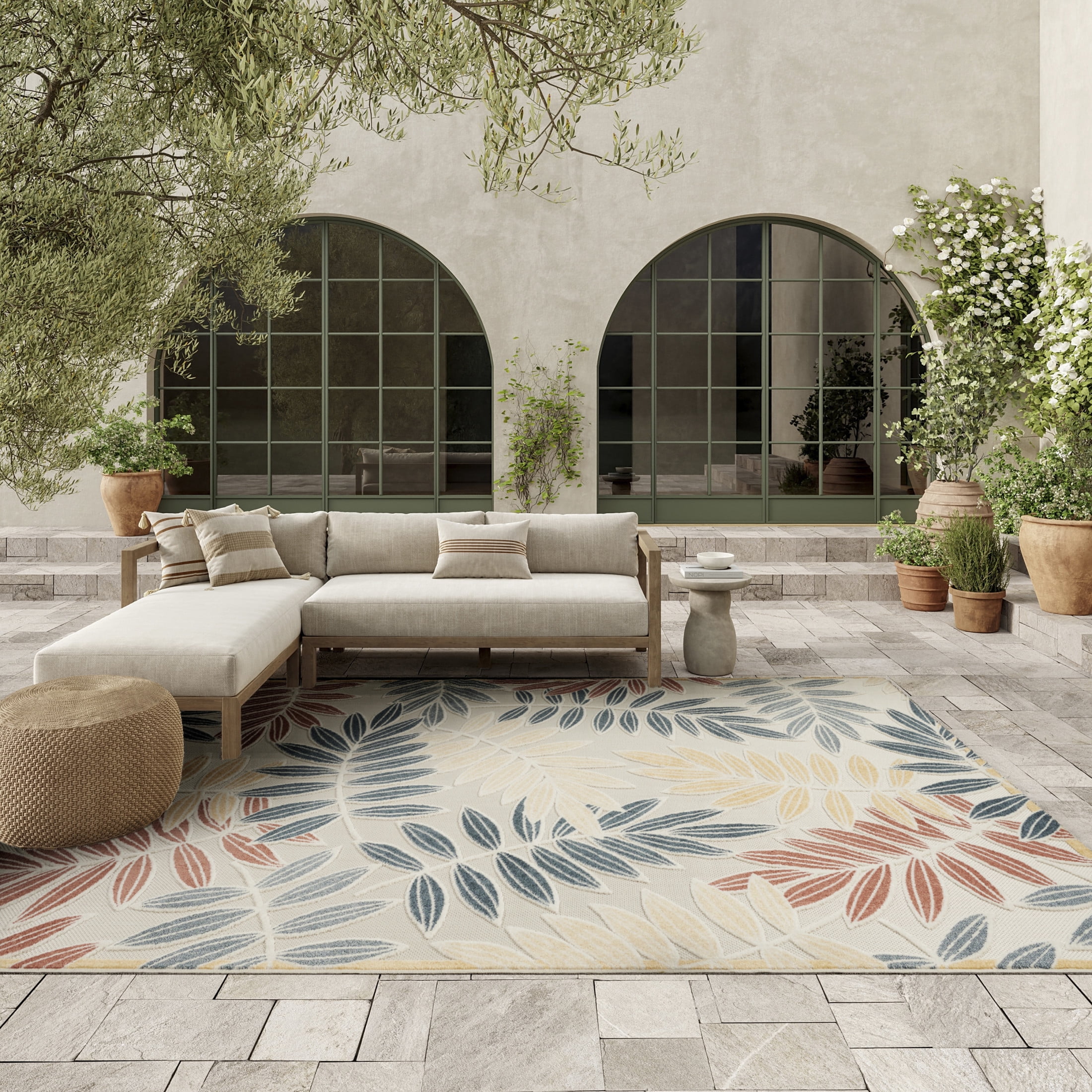 Nourison Aloha 9' x 12' Ivory Blue Modern Rug