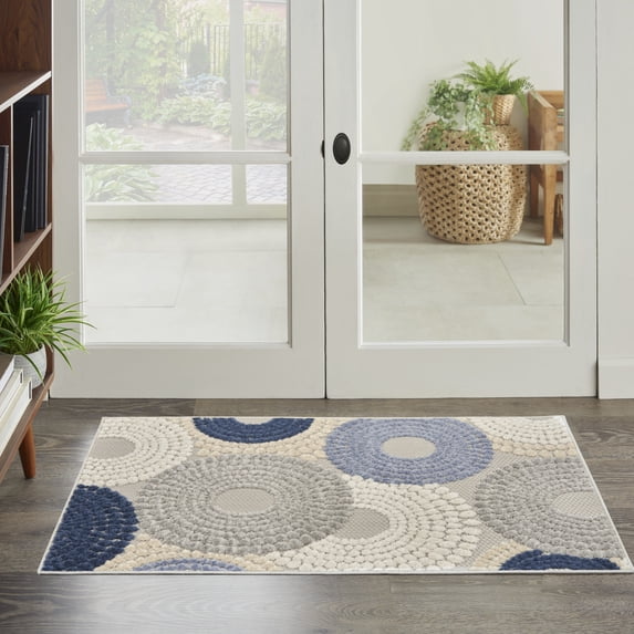 Nourison Aloha Indoor/Outdoor Blue/Grey 2'8" x 4' Area Rug (2x4)