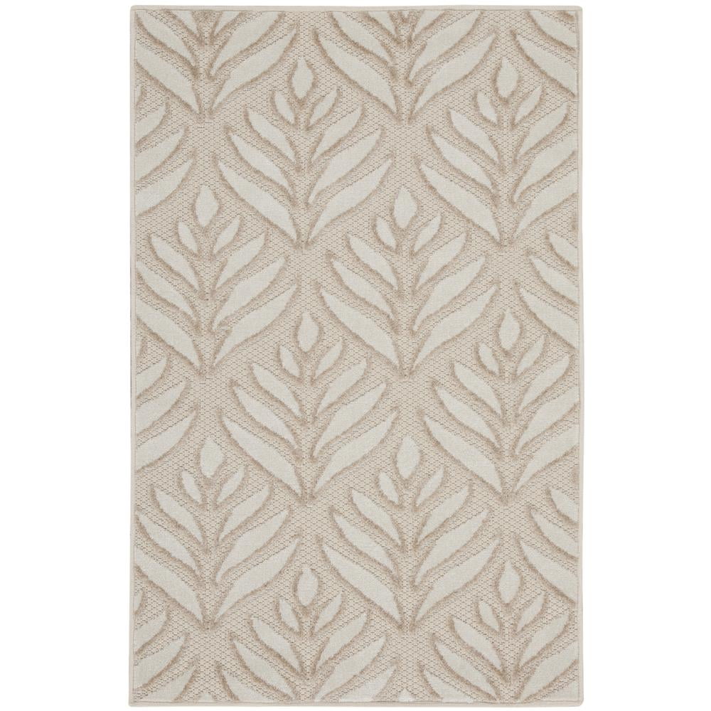 Nourison Aloha Tropical Palm Flatweave High-Low Indoor Outdoor Area Rug Ivory Grey 2'8" x 4'