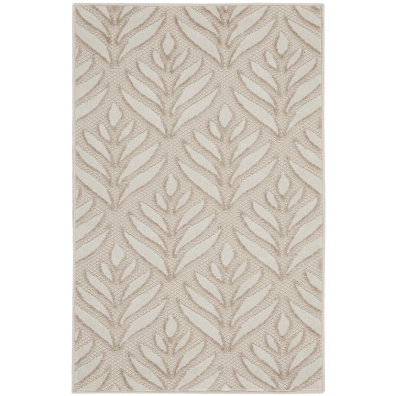 Nourison Aloha Tropical Palm Flatweave High-Low Indoor Outdoor Area Rug Ivory Grey 2'8" x 4'