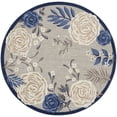 thumbnail image 1 of Nourison Aloha Floral Bordered Flatweave High-Low Indoor Outdoor Round Rug Blue Grey 710 x 7'10", 1 of 10