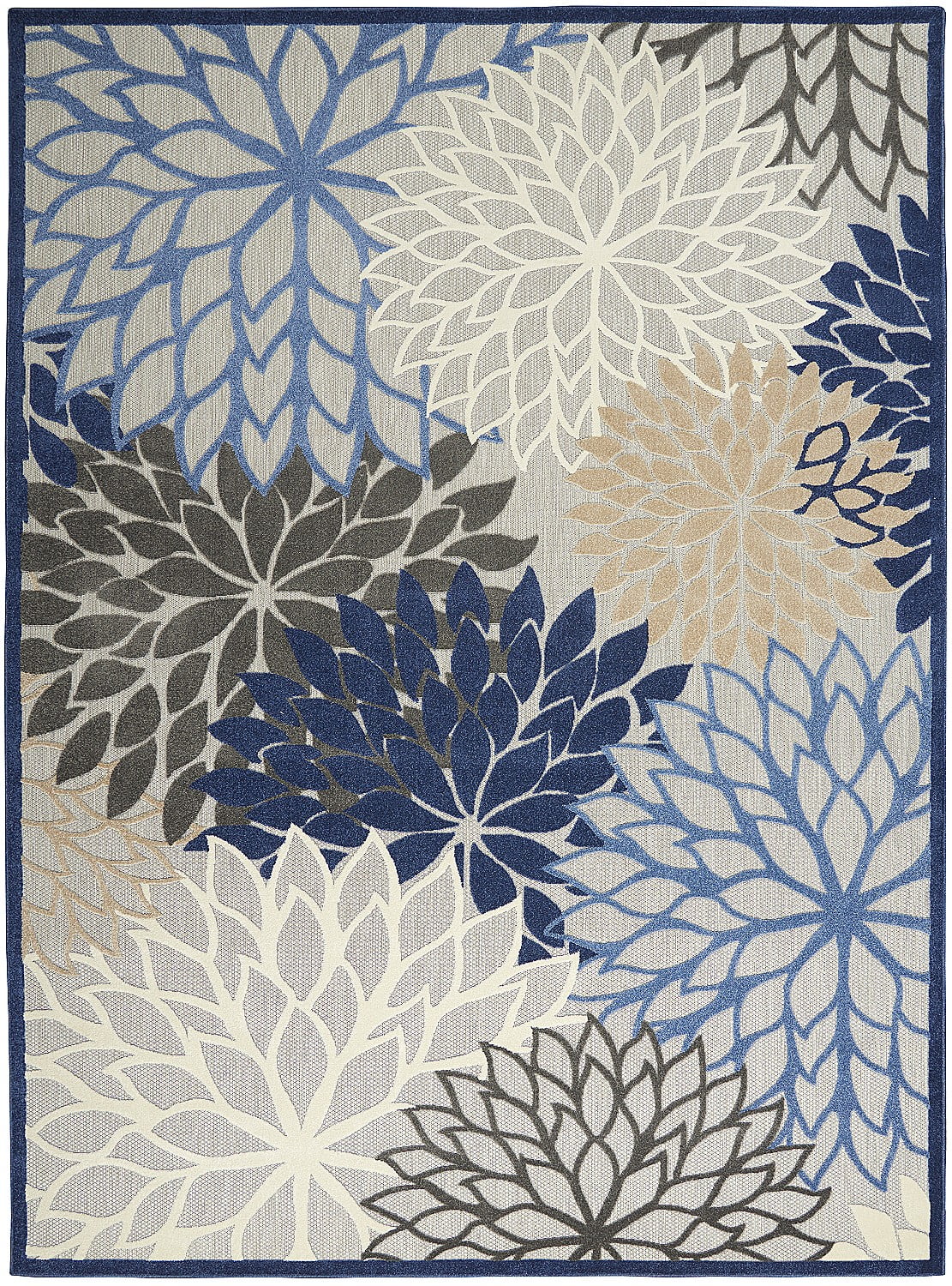 Nourison Aloha Floral Polypropylene Indoor/Outdoor Rug, Blue, 12'x15 ...