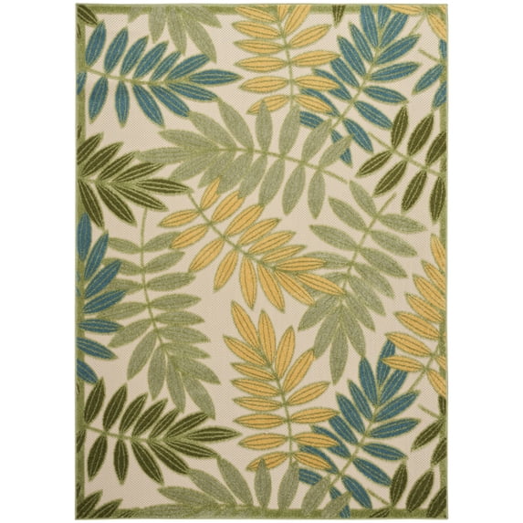Nourison Aloha Floral Indoor/Outdoor Green Multicolor 3'6" x 5'6" Area Rug (4x6)
