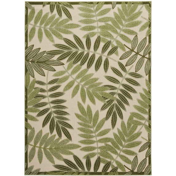Nourison Aloha Floral Indoor/Outdoor Ivory Green 3'6" x 5'6" Area Rug (4x6)