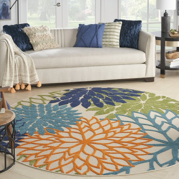 Nourison Aloha Floral Indoor/Outdoor Multicolor 10' x ROUND Area Rug (10 Round)