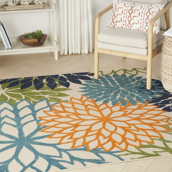 Nourison Aloha Floral Multicolor 5'3" x 5'3"square Area Rug, (5 Square)