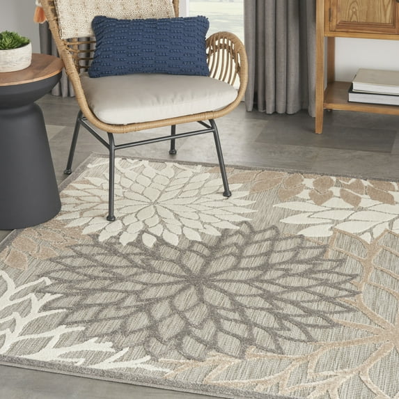 Nourison Aloha Floral Natural 5'3" x 5'3"square Area Rug, (5 Square)