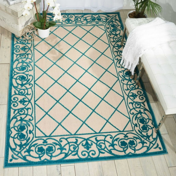Nourison Aloha Indoor/Outdoor Aqua 3'6" x 5'6" Area Rug, (4x6)