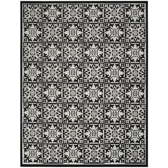 Nourison Aloha Indoor/Outdoor Black White 7' x 10' Area Rug, (7x10)