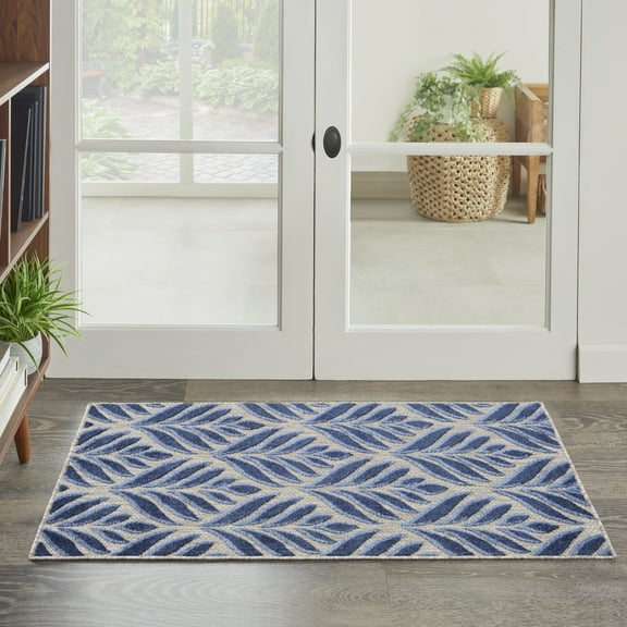 Nourison Aloha Indoor/Outdoor Blue 2'8" x 4' Area Rug (3x4)