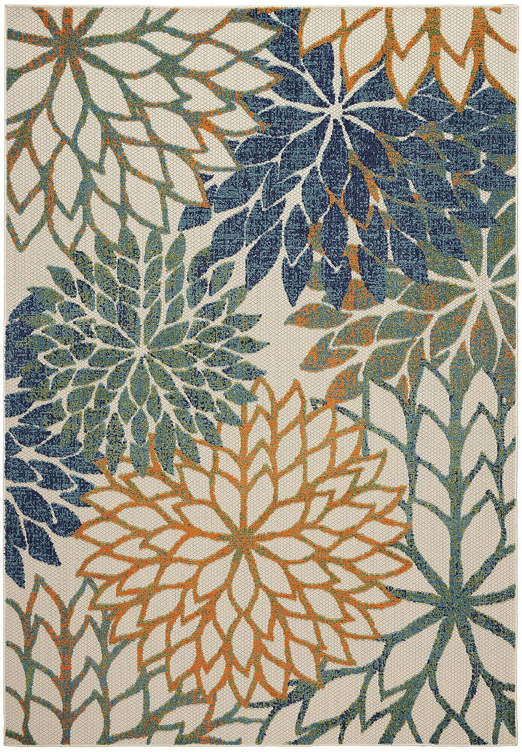 Nourison Aloha Indoor Outdoor Blue Green 3'6" x 5'6" Area Rug, Easy Cleaning, Non Shedding, Bed Room, Living Room, Dining Room, Kitchen (4x6)
