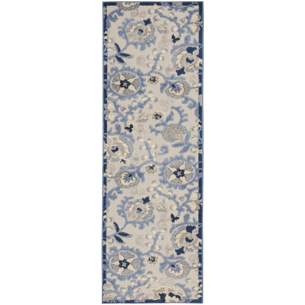 Nourison Aloha Indoor/Outdoor Blue/Grey 2'3" x 8' Area Rug, (2x8)