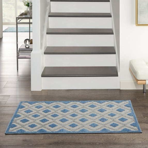 Nourison Aloha Indoor/Outdoor Blue/Grey 2'8" x 4' Area Rug, (3x4)