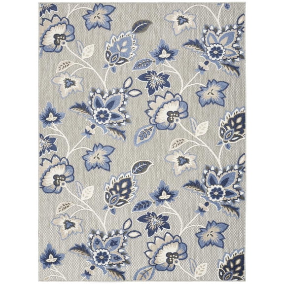 Nourison Aloha Indoor/Outdoor Blue/Grey 3'6" x 5'6" Area Rug, (4x6)