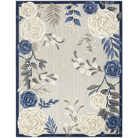Nourison Aloha Indoor/Outdoor Blue/Grey 5'3" x 7'5" Area Rug, (5x7)