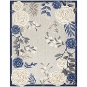 Nourison Aloha Indoor/Outdoor Blue/Grey 53" x 75" Area Rug, 5x7