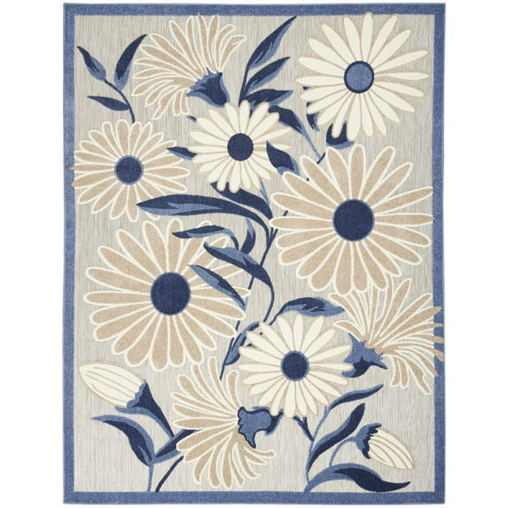 Nourison Aloha Indoor/Outdoor Blue/Grey 7'10" x 10'6" Area Rug, (8x11)