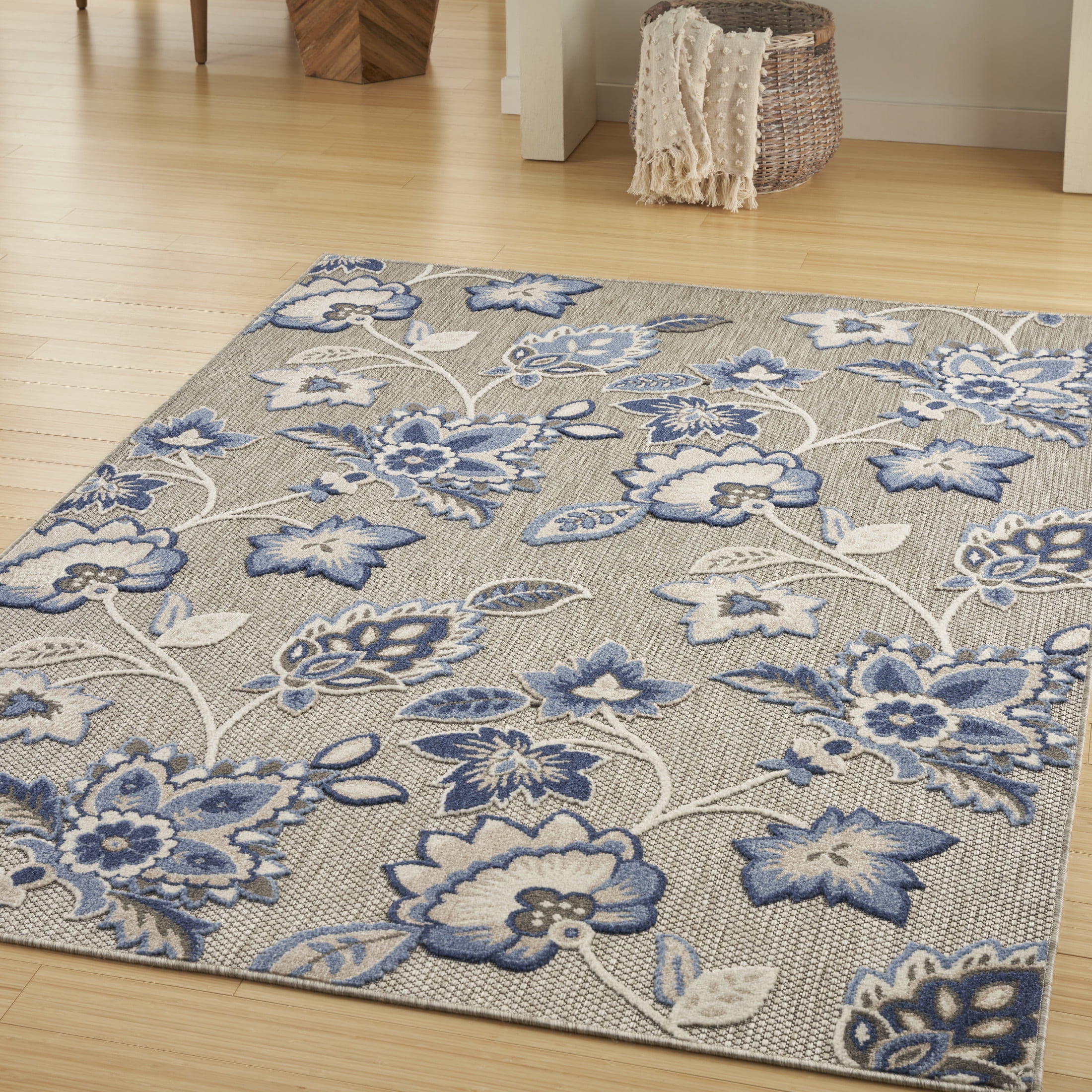 Nourison Aloha Indoor/Outdoor Blue/Grey 9' x 12' Area Rug, (9x12)