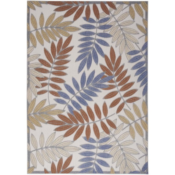 Nourison Aloha Indoor/Outdoor Blue Mocha 3'6" x 5'6" Area Rug (4x6)