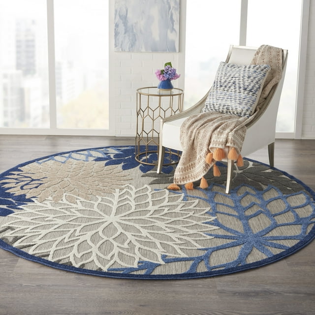 Nourison Aloha Indoor/Outdoor Blue/Multicolor 7'10" x ROUND Area Rug