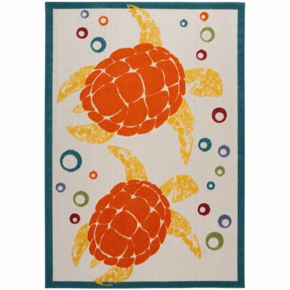 Nourison Aloha Indoor Outdoor Coastal Sea Turtles & Beach Area Rug