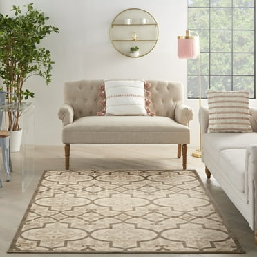 Nourison Aloha Indoor/Outdoor Cream 5'3" x 7'5" Area Rug, (5x7)