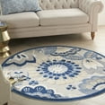 thumbnail image 1 of Nourison Aloha Indoor/Outdoor Floral Contemporary Blue/Grey 4' x round Area Rug, (4' Round), 1 of 9