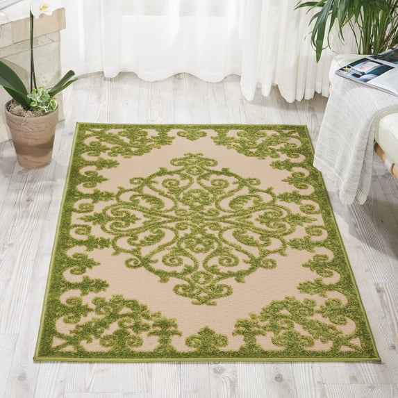 Nourison Aloha Indoor/Outdoor Green 2'8" x 4' Area Rug, (3x4)