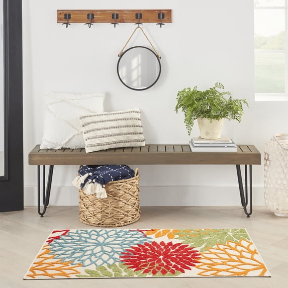 Nourison Aloha Indoor/Outdoor Green 3' x 5' Area Rug, (3x5)