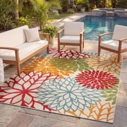 Nourison Aloha Indoor/Outdoor Green 5'3" x 7'5" Area Rug, (5x7)