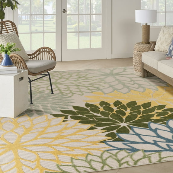 Nourison Aloha Indoor/Outdoor Green Multicolor 10' x 14' Area Rug (10x14)