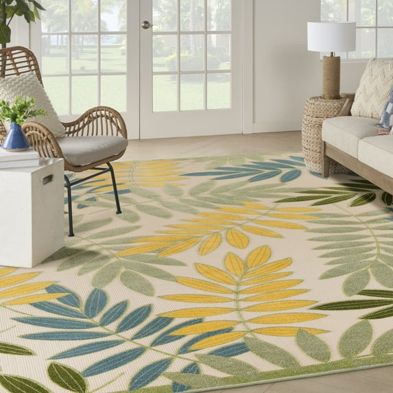 Nourison Aloha Indoor/Outdoor Green Multicolor 10' x 14' Area Rug (10x14)