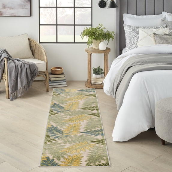 Nourison Aloha Indoor/Outdoor Green Multicolor 2'3" x 8' Area Rug (2x8)