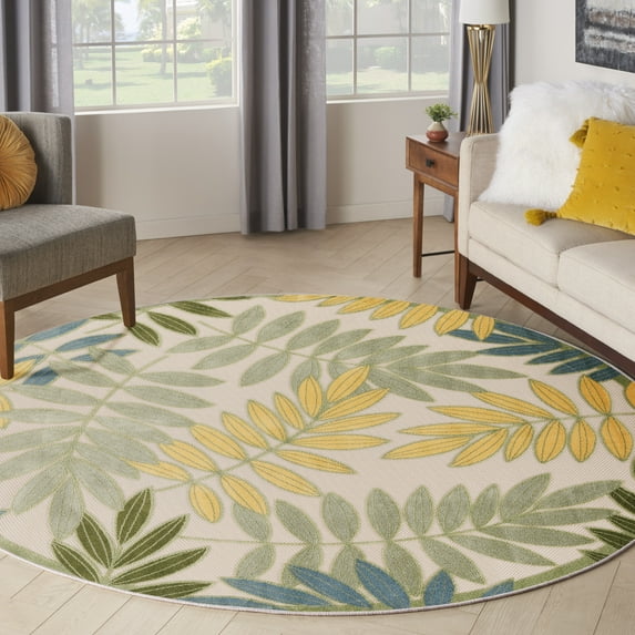 Nourison Aloha Indoor/Outdoor Green Multicolor 5'3" x Round Area Rug (5 Round)