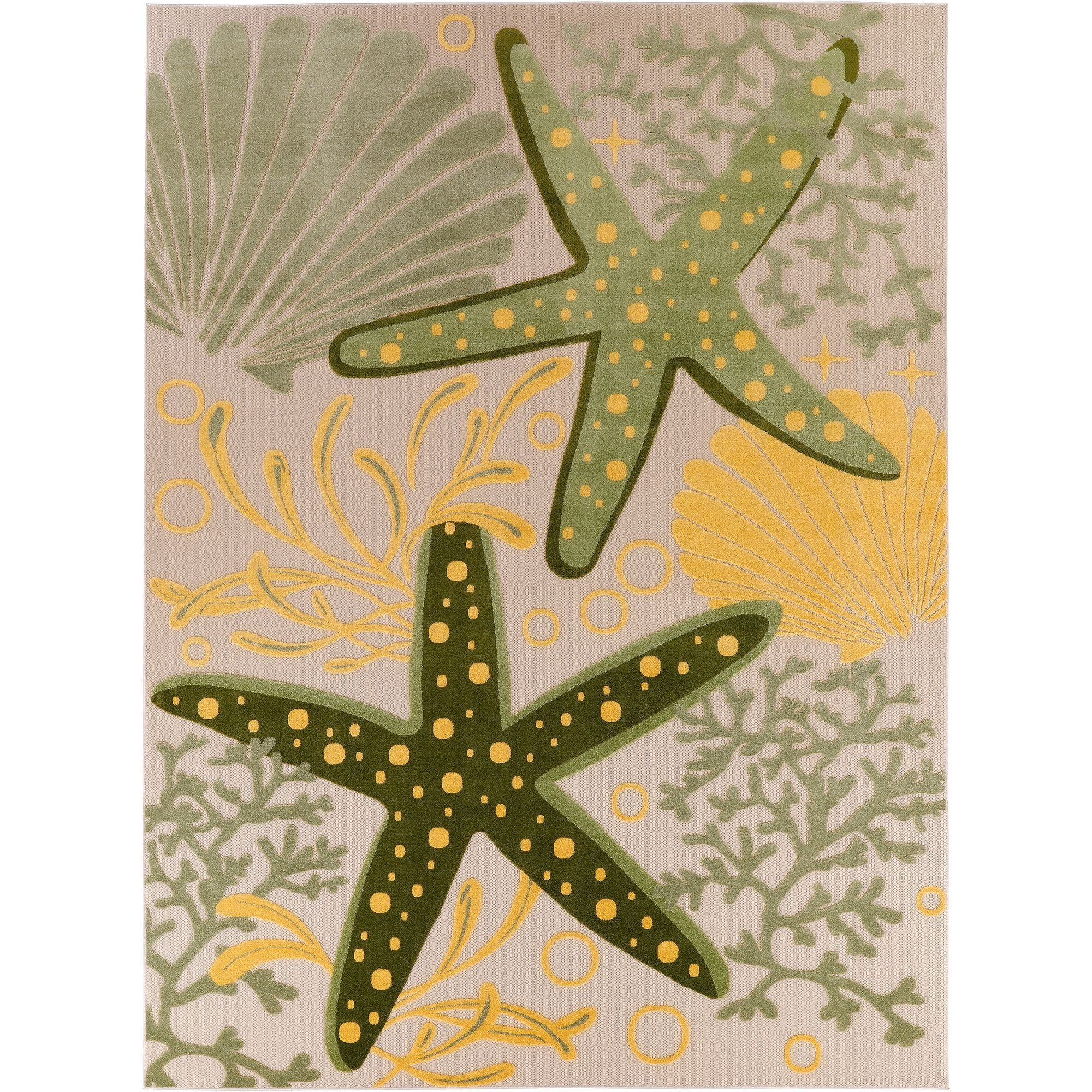 Nourison Aloha Ocean Starfish Indoor/outdoor Area Rug Green Yellow 9' x 12'